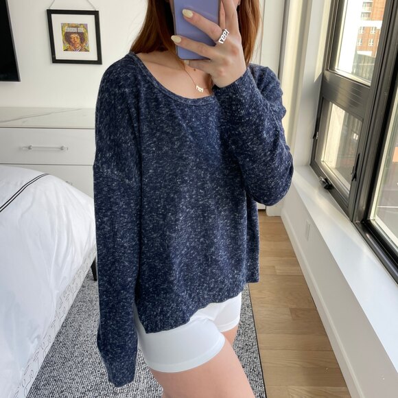 Rag & Bone Scoop Neck Knit Sweater Heather Blue Medium - Picture 3 of 7